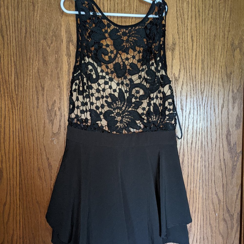 Black Backless Romper (Size Small)